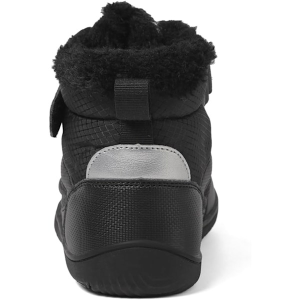 Barfotabskor för barn Vinter Vinterskor Varma Fodrade Barfotabskor Halksäkra Vinterstövlar Lätta Bekväma Vandringsskor för Flickor Pojkar Kw01 black 35 EU