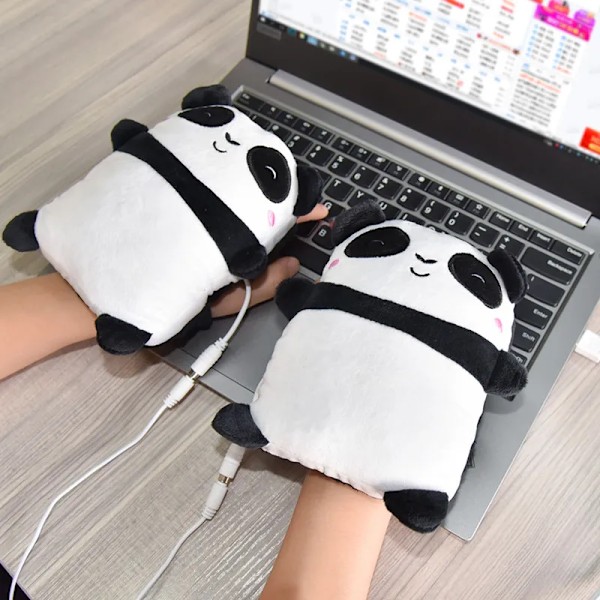 1 Par USB Søt Panda Toast Form Varme Hansker Oppvarmede Håndvarmere Oppvarming Halvfinger Vintervarme Hansker For Office Julegave B