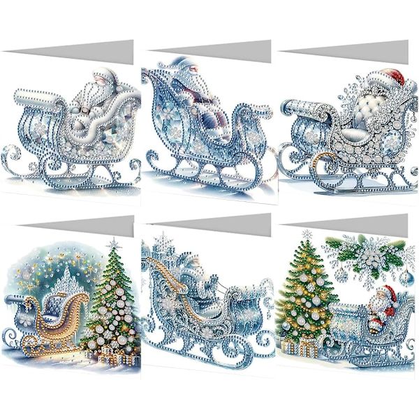 Handgjorda Diamantkonst Julgratulationskort Set, 12/8/6/4 Pack, DIY Kristallkort HK053