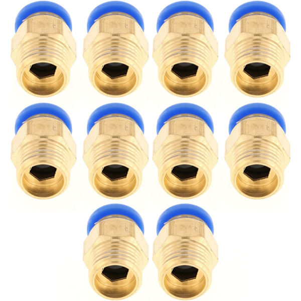 Push Fit-kontakter, 10 st pneumatiska snabbkopplingar adapter 8 mm diameter gänga 1/4bsp set