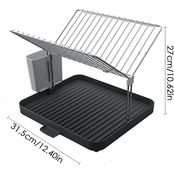 Pladsbesparende Opvaskestativ, Stor Kapacitet, 12.4x10.63 Tommer til Køkkenbordet