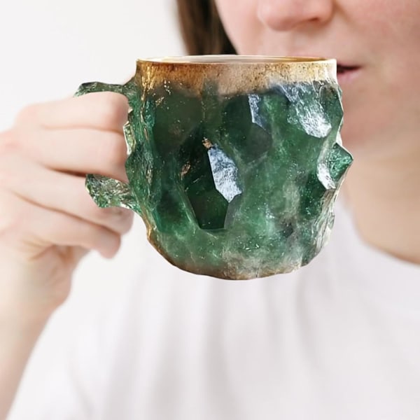 Elegantti mineraalikristalli kahvimuki, 11 Oz koristeelliset mukit kahvoilla Green