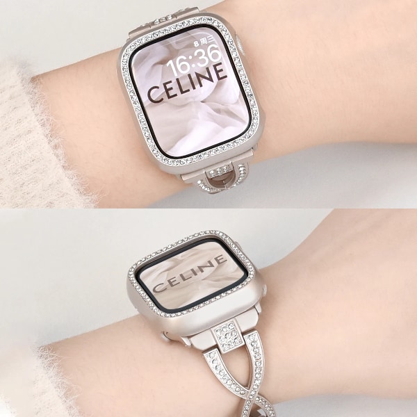 Kova PC-puskurikuori Apple Watchille, 40MM 44MM Kehys iWatch 4 5 6 SE 7 8 9 41MM 45MM Kellokuori B04 Rose Gold Series456 SE 44MM