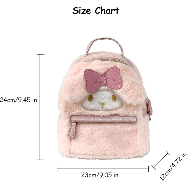 Söt plysch skolryggsäck för tjejer, 3D Kawaii djur tecknad skolväska för flickor, ryggsäck skolmaterial rosa kanin