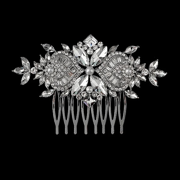 New Alloy Silver Hair Comb Handmade Pearls Rhinestone Fashion Metal Hair Ornament Elegant Hair Jewelry Accessories for Women HS-J6150S