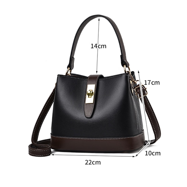Handväska i konstläder, hinkmodell, axelremsväska, stor kapacitet, crossbody