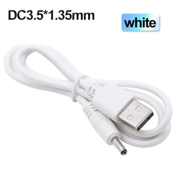 USB til DC 3,5 mm Power Jack-stik 5V Oplader Power 3,5*1,35 mm Universal Til HUB Mini Fan Router Højttaler MP3/MP4 hvid 1m