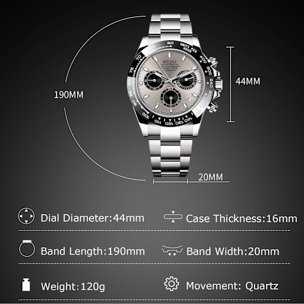 Casual Kvartsur för Män Mode Rostfritt Stål Armbandsur Luminous Analog Armbandsur Vattentät Datum Kalender Klocka Silvergrå Silver gray
