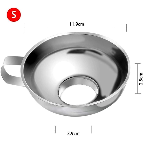 Säilöntäsuppilo - Ruostumattomasta teräksestä valmistettu säilöntäsuppilo keittiöön Käytä suppiloa, jossa on leveä suu Keittiöruoanlaittovälineet Tarvikkeet Suppilo kahvalla hillolle (S) S
