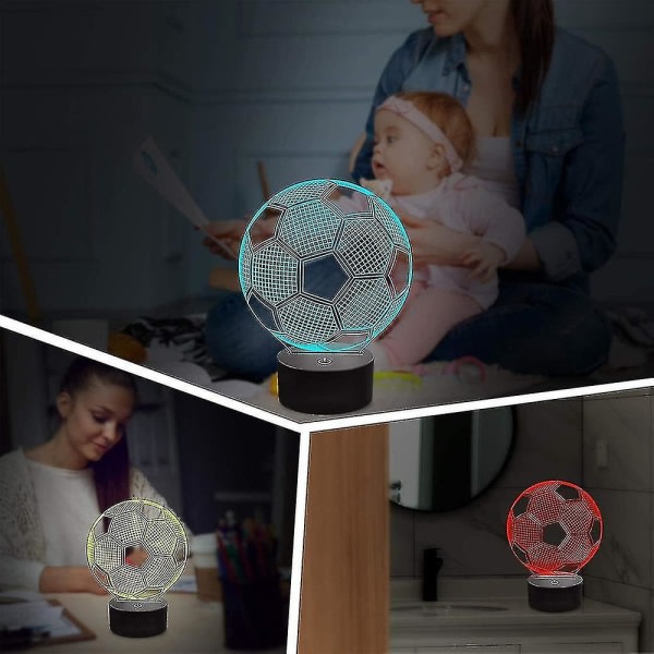 Nattljus fotboll 3d optisk illusion lampa med fjärrkontroll 16 färger ändra gåvor