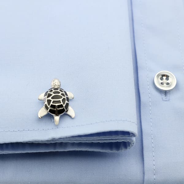Herre Skildpadde Manchet Knapper Kvalitet Messing Material Grøn Farve Mode Turtle Manchet Links Engros & Detailhandel sort