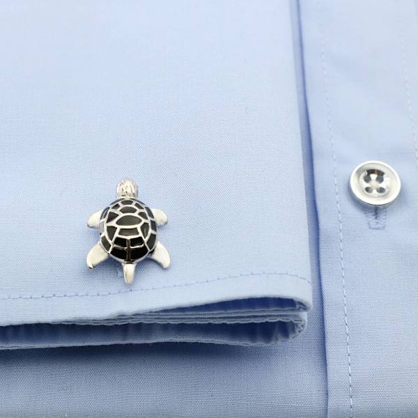 Herre Skilpadde Mansjettknapper Kvalitet Messing Material Grønn Farge Mote Turtle Mansjettlenker Engros & Detaljhandel Sort