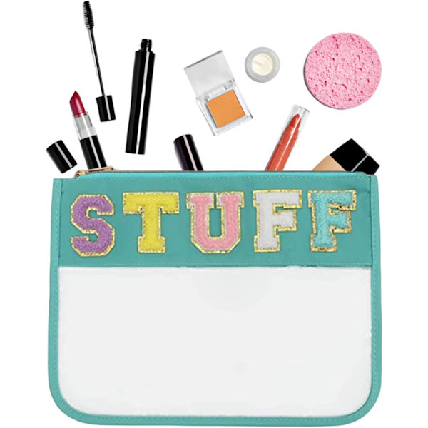 Chenille Bogstav Taske Klar Flad Ting Taske Makeup Pung Multi-Purpose Kosmetiske tasker med lynlås til kvinder rejser fitness strand kosmetiske tasker
