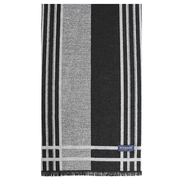 Erwin ja Morris - Raidollinen huivi - Harmaa/musta