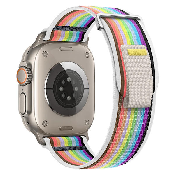 Trail Loop rem för Apple Watch Band 44mm 40mm 45mm 41mm 42 44 45 mm Sportarmband iwatch Ultra 2 49mm series 9 8 se 7 6 5 4 3 Vit regnbåge White rainbow 08 41mm 40mm 38mm