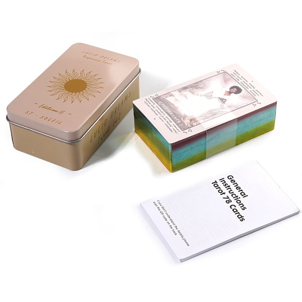 Lucid Dreams Nybegynner Tarot Del Toro Tarot i metallboks 78 kort Gilded Edge Guidebook Deck