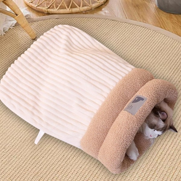 Plush Kattsäck, Tvättad Stor Kattsäng, Mysig Plushväska för Vintern Beige 36 x D 25 x H 25 cm