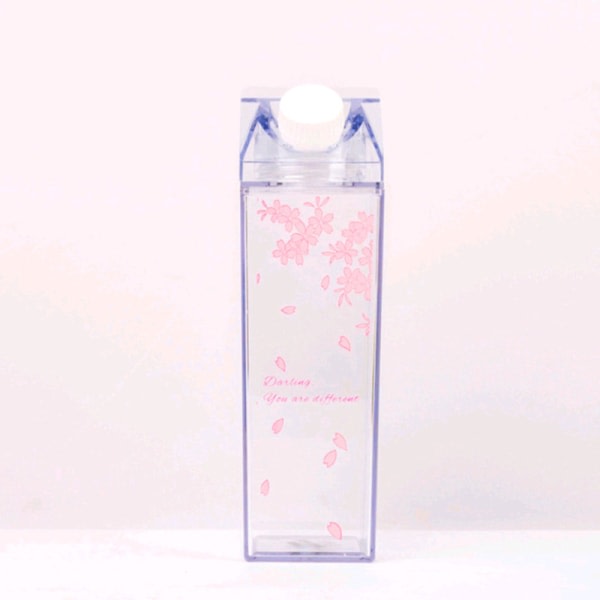 Plast klar mjölkkartong Vattenflaska Mode Transparent mjölklåda Juice Water Cup Presenter till flickor Träd