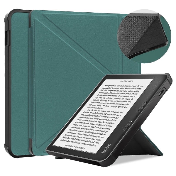 Case kompatibel med Kobo Libra 2 - Bokstil Pu-läder E- cover Case(Färg: Grön)