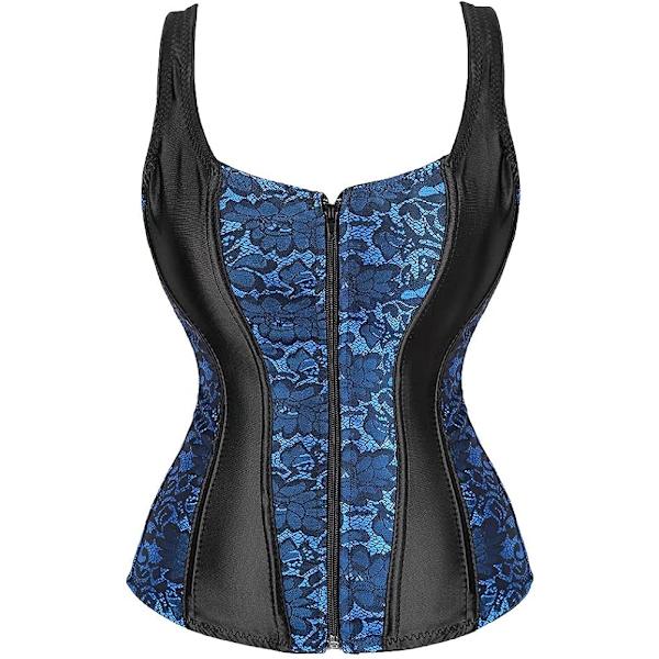 Korsetter för kvinnor Overbust Bustier Top Gothic exy houlder 2928blue S 2928blue S