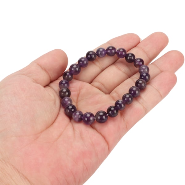 Elegant perlearmbånd med diameter på 8 mm - strækbart armbånd med naturlige krystaller til unisex meditation, dekompression og gave - ametyst Amethyst