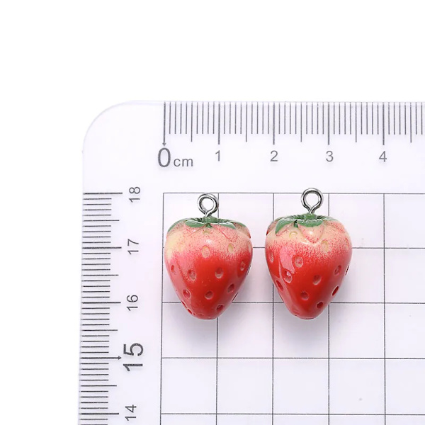 10 st söta röda akryl jordgubbs-, äpple-, mango- och apelsinfrukter i harts, hängande berlocker för smyckestillverkning, örhängen, halsband, tillbehör, 19 mm moln