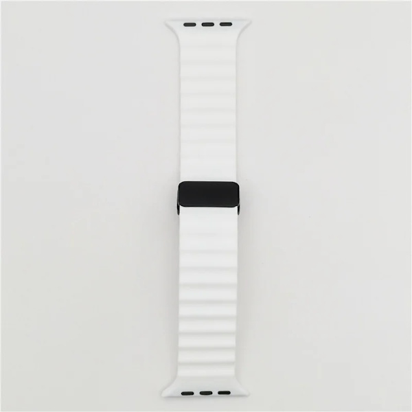 Magnetisk spenne for Apple Watch Band Ultra 2 49mm 45mm 44mm 40mm 41mm 38 42mm Silikonarmbånd iWatch Series 7 6 3 se 8 9 Hvit 42mm 44mm 45mm 49mm