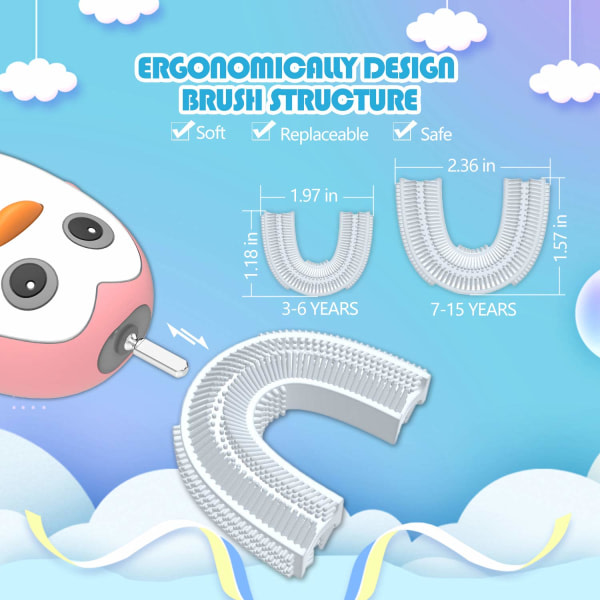 CQBB Elektrisk tandborste med U-formad tandborste, trådlös laddning