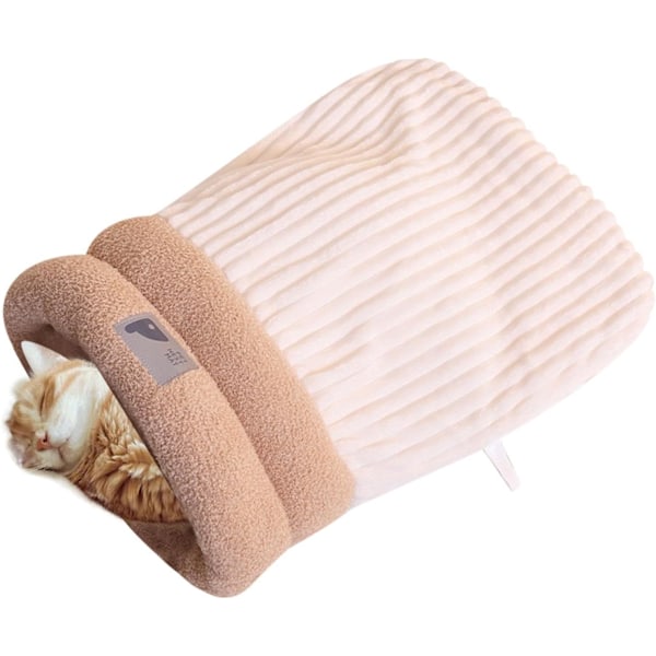 Plush Kattsäck, Tvättad Stor Kattsäng, Mysig Plushväska för Vintern Beige 36 x D 25 x H 25 cm