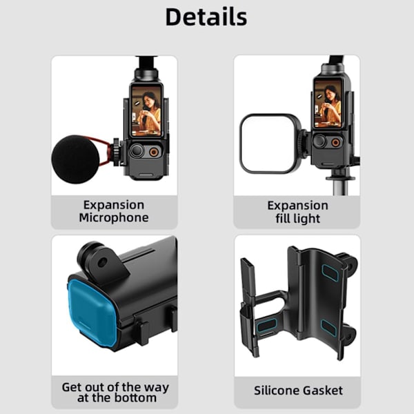 Justerbart Skyddande Monteringsfäste för DJI OSMO Pocket 3 med Kalla Skor