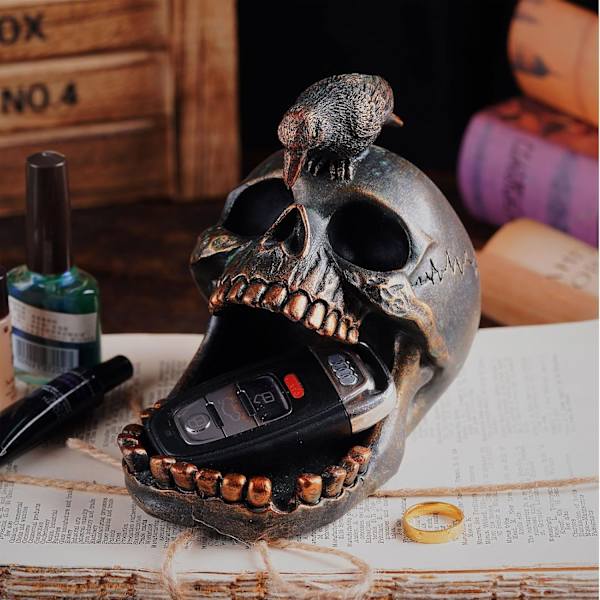 Kråkefigurer Hjemmeindretning - Kraniehoved Møntbakke, Gotisk Halloween-arrangør 2st
