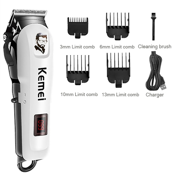 Effektiv Kemei barbermaskine trimmer i hvid Vit