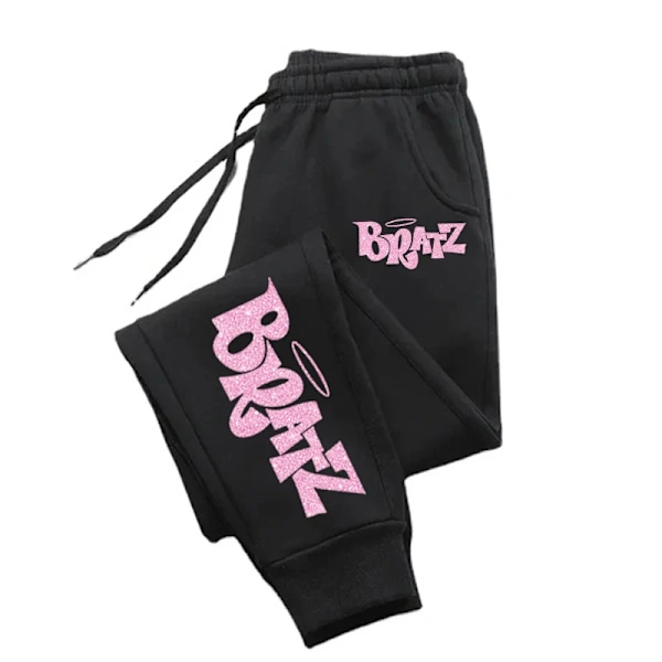 Bratz Rosa Painettu Naisten Housut Tasku Joustava Lenkkarit Löysät Kuntosali Joggerit Jälki Vetohihna S Käyttöpare Black-JJ0518-DX XXL