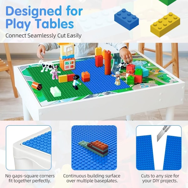 Klassiske baseplader, 6 stk byggeplade rektangulær, 16 x 32 cm byggeplade baseplade, baseplade kompatibel med alle større mærker 6 st rektangulär