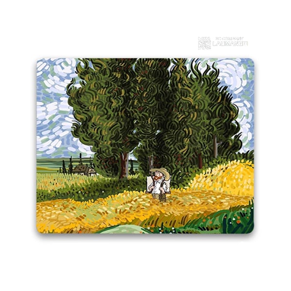 Lille musemåtte Tegneserie Van Gogh Illustration Pc Gamer-skab Tangentbord Skrivebordsunderlag Computerspil Tilbehør Musemåtte Animemåtter ZY003228 18x22cm