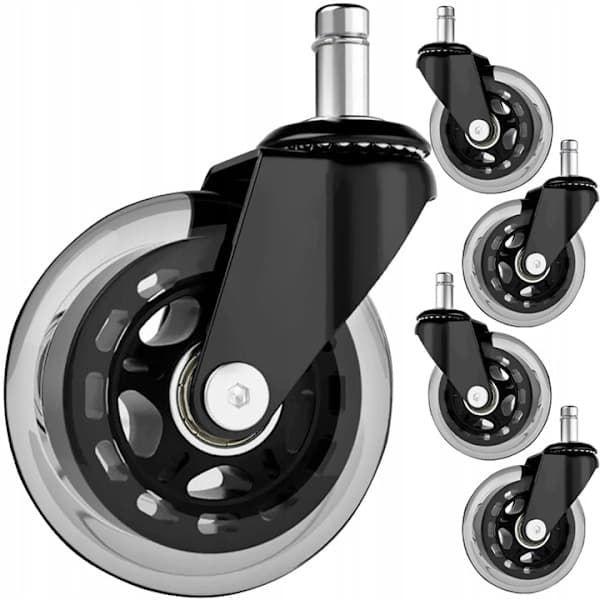5-pack Hjul för kontorsstol – 11 mm Transparent-max