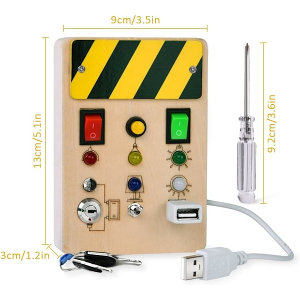 Montessori LED Lyskontakt, Træaktivitetsbræt til Småbørn, Sanse Legetøj