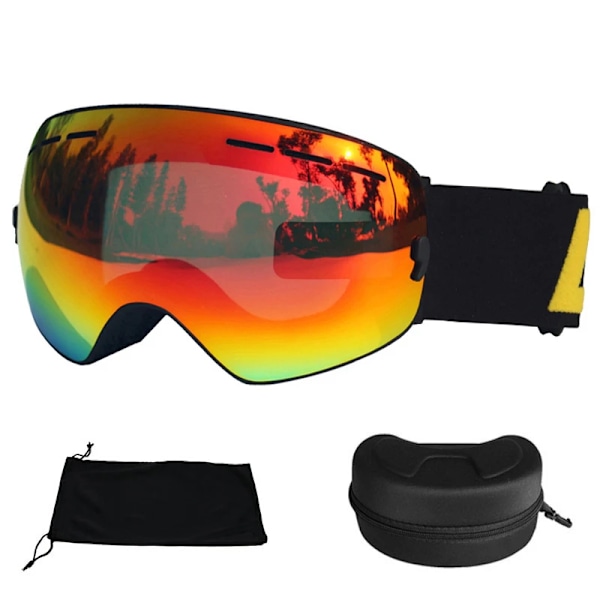 Skibriller Dobbellag Anti-tåke UV 400 Skibriller Menn Kvinner Skikjøring Snowboard Skateboard Snøbriller Skimaske Rød og Boks