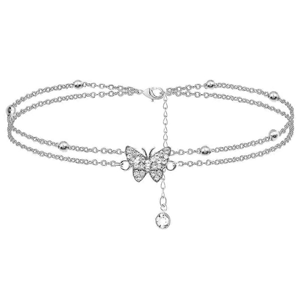 Rhinestone Armbånd Dame Armbånd Dame Fodlænke Allmatch Dame Fodlænke Elegant Kvindelig Fodlænke Delikate Fodsmykker (FMY) Sølv Silver 27x2.5cm