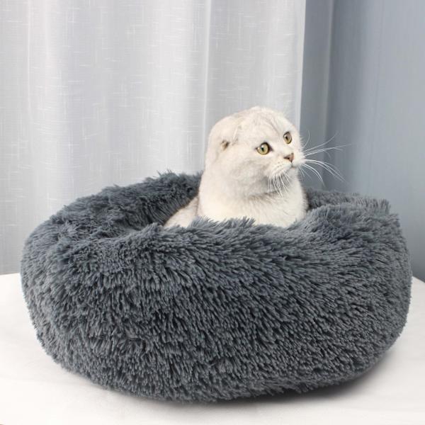 Koirakenneli, plyysi pyöreä kenneli, talvi lämmin koiranpetimatto, koiramatto, lemmikkitarvikkeet, lemmikkisänky (tummaharmaa halkaisija 60 cm),