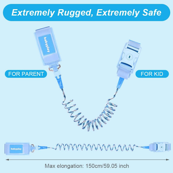 Säkerhetsarmband för barn, 1,5m Anti-Lost handledsrem för småbarn - Blå blue02 -1.5m