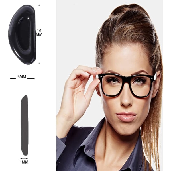 Självhäftande näskuddar för glasögon, 10 par halkfria silikonglas SQBB
