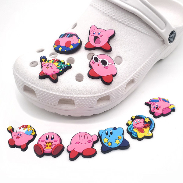 10 delar 3D Clog Sandals Ornament (Kirby), Skoberlocker, Söta Skoprydnader för Clogs Skor Sandalarmband DIY