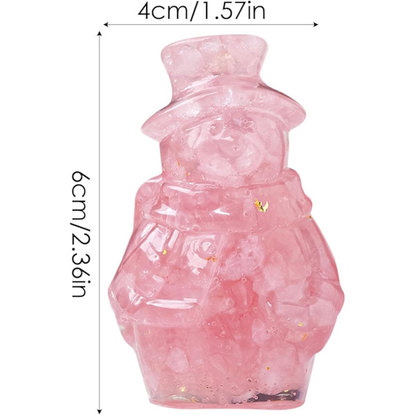 Krystal Snemand Figur - 3D Julepynt Miniature, Rosakvarts Rose quartz