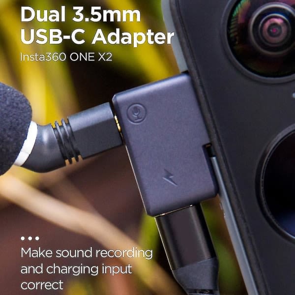 För Insta-360 One-x2 Usb-c-portsöverföringsmikrofoner Dual Mic Audio Adapter