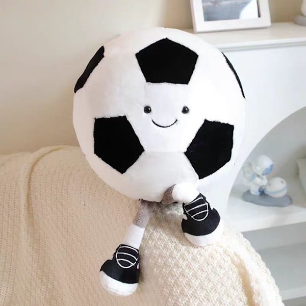Söt basketboll volleyboll kudde docka, rolig plysch sportdocka present, rumsinredning 18cm fotboll läder 18cm football leather man