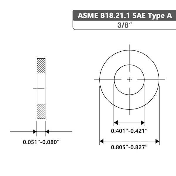 3/8\" x 0,812\" OD SAE Mustat Litteät Tiivisteet - 50 kpl 18-8 (304) Ruostumaton Teräs Black 3/8" x 0.812"OD/304