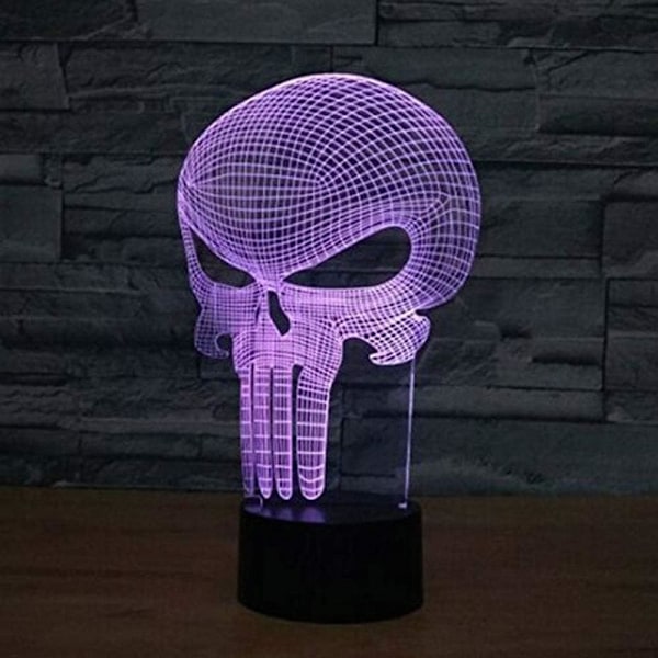 Punisher Skull 3D-modell Visuell optisk illusjon 7 farger Chan