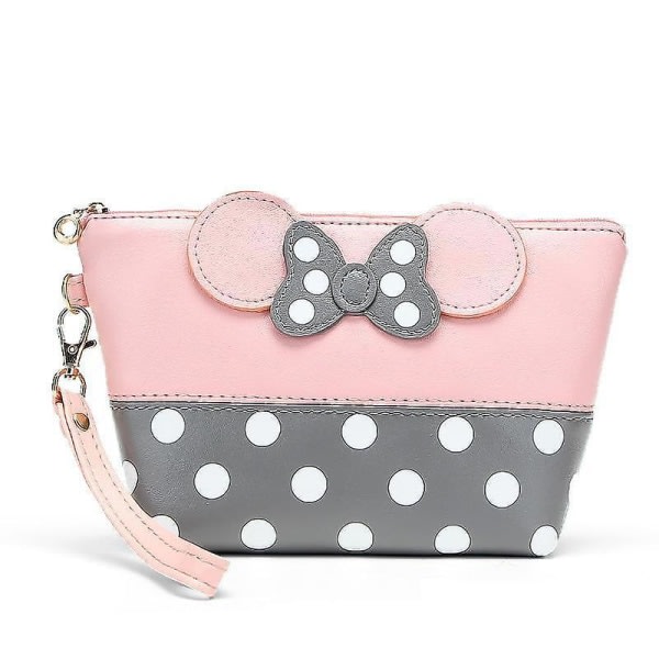 Lättviktshandväska för damer Mickey Bow Dot Sminkförvaringsväska (rosa) Rosa