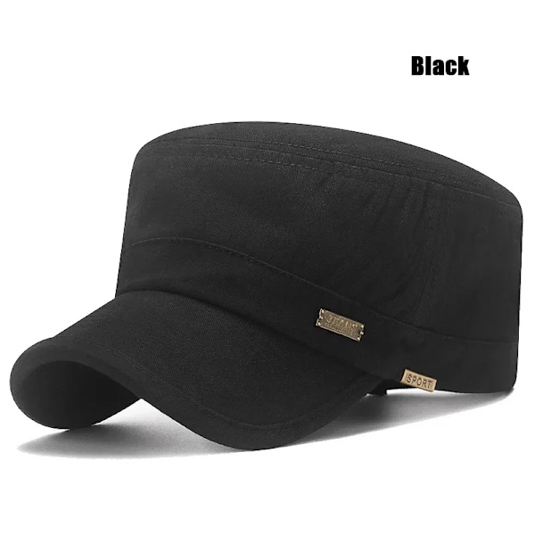 Nytt mode Klassiskt Casual Snapback-hattar i bomull Utomhussport Cap Platt Militär kadett Cap Stil Design Svart